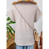 Summer Women's Spliced Knit V-Neck Button Short Sleeve Pullover Top for Leisure