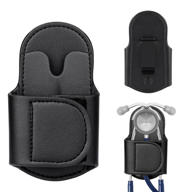 SHGO-PU Leather Stethoscope Holder Hip Clip For Littmann And Most Stethoscopes,Stethoscope Holster Clips Holder Fit For Nurse