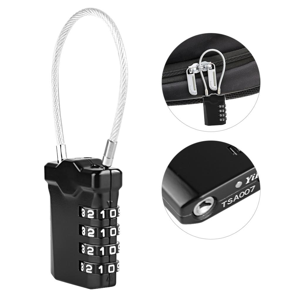 TSA Accepted Resettable 4 Digit Lock Travel Luggage Suitcase Padlock(Black)