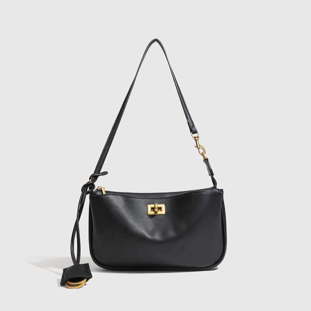 Autumn and Winter Head Layer European and American Armpit Bag Women's Lock Square Bag High End Light Luxury Handbag Single Shoulder Crossbody Bag