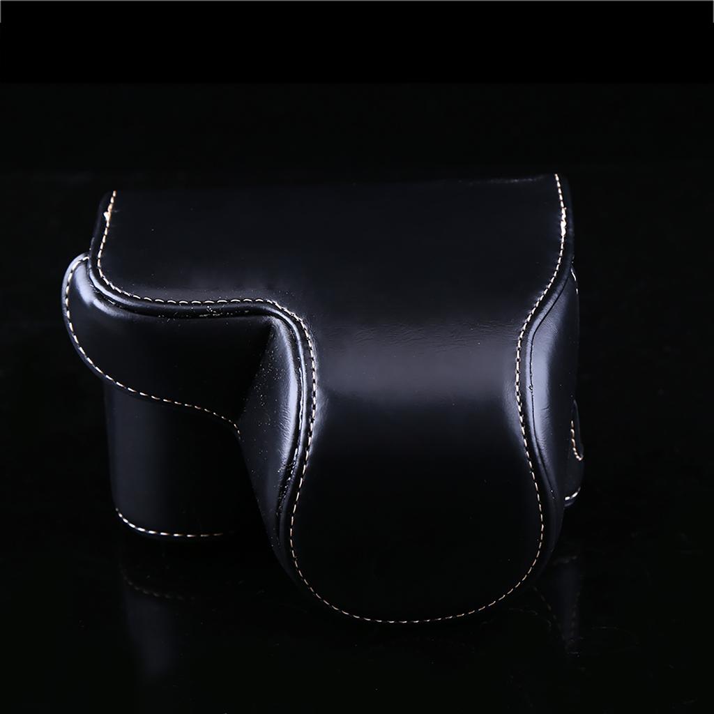 PU Leather Camera Case Bag For Sony A6000 A6300 A6400 16‑50mm Camera Lens(black)