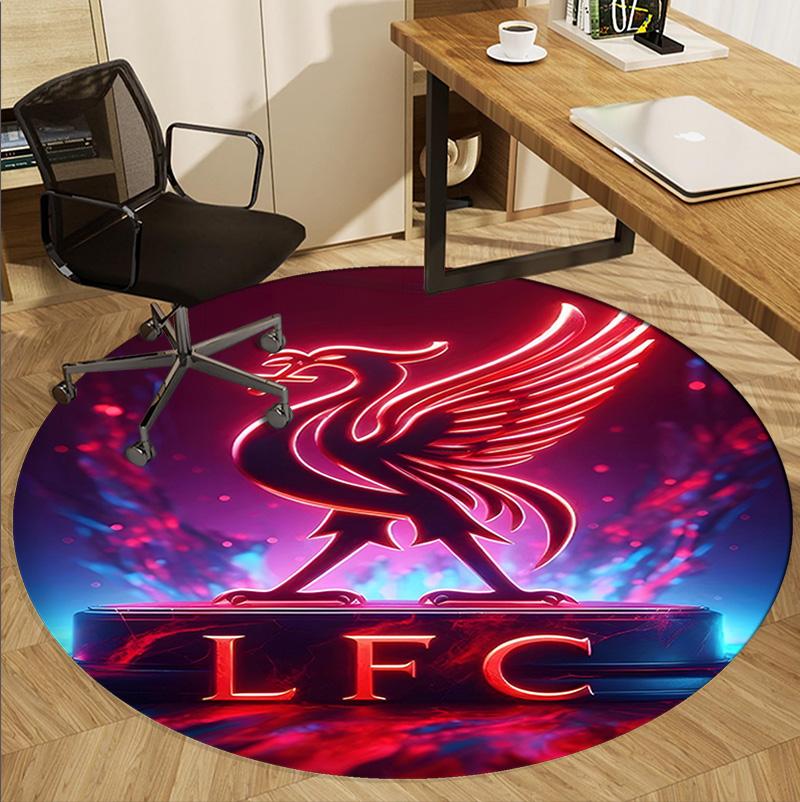 Liverpool F.C Pattern Round Rug, Indoor/Outdoor Mat, for Picnic, Gameroom, Bedroom, Office, Living Room, Home Decor Carpet, Birthday Gift