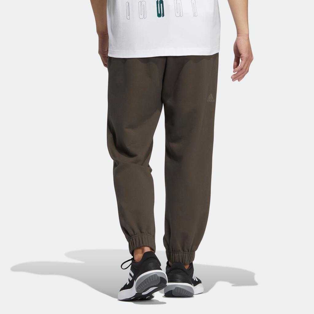 Adidas Pure Color Logo Print Elastic Waist Joggers Men Bottoms Dark-Olive-Green IB2767