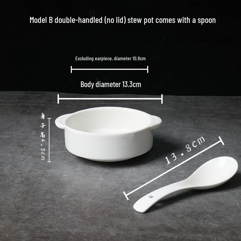 Bird's Nest Ceramic Stew Pot with Lid - Double Boiler Steaming Bowl for Soup & Steamed Egg, Pure White Tableware