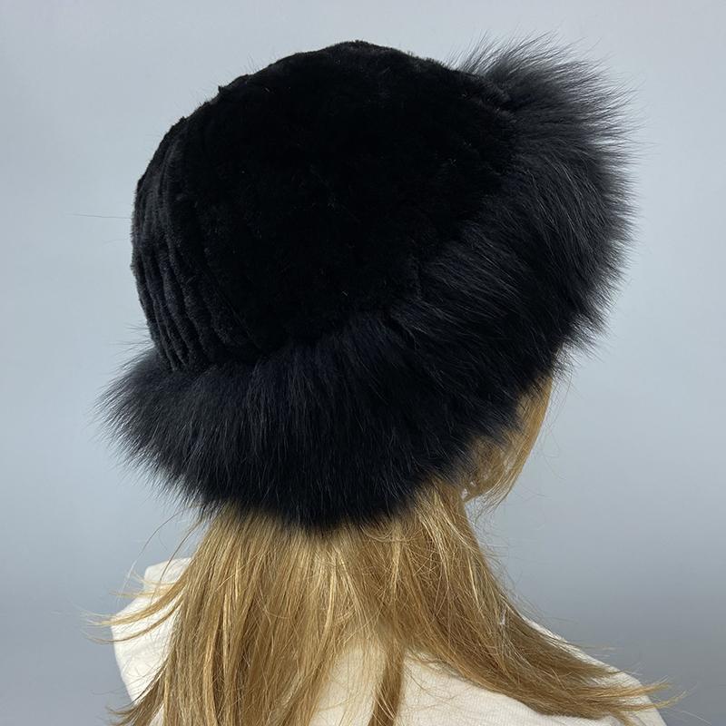 Soft Stylish Winter Fur Hats for Women Furry Fluffy Knitted Fox Rabbit  Fleece Real Fur  Hat