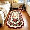 Christmas Faux Cashmere Bedside Runner Rug Soft Oval Living Room Coffee Table Carpet Non Slip Bedroom Mat