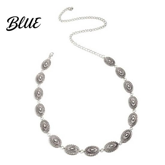 Women Adjustable Waist Strap Chain Bohemia Style Denim Belt Alloy