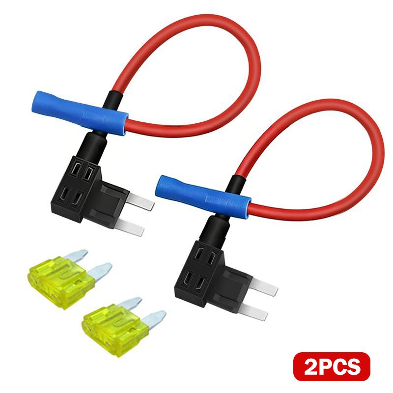 2Pcs 12V Fuse Holder Add-A-Circuit Tap Adapter Micro2 Mini Small Standard Atm Auto Fuse With
