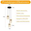 Lampe suspension - NETTLIFE - 3 flamme verre vintage - Noir - Métal - E27 30x120 cm