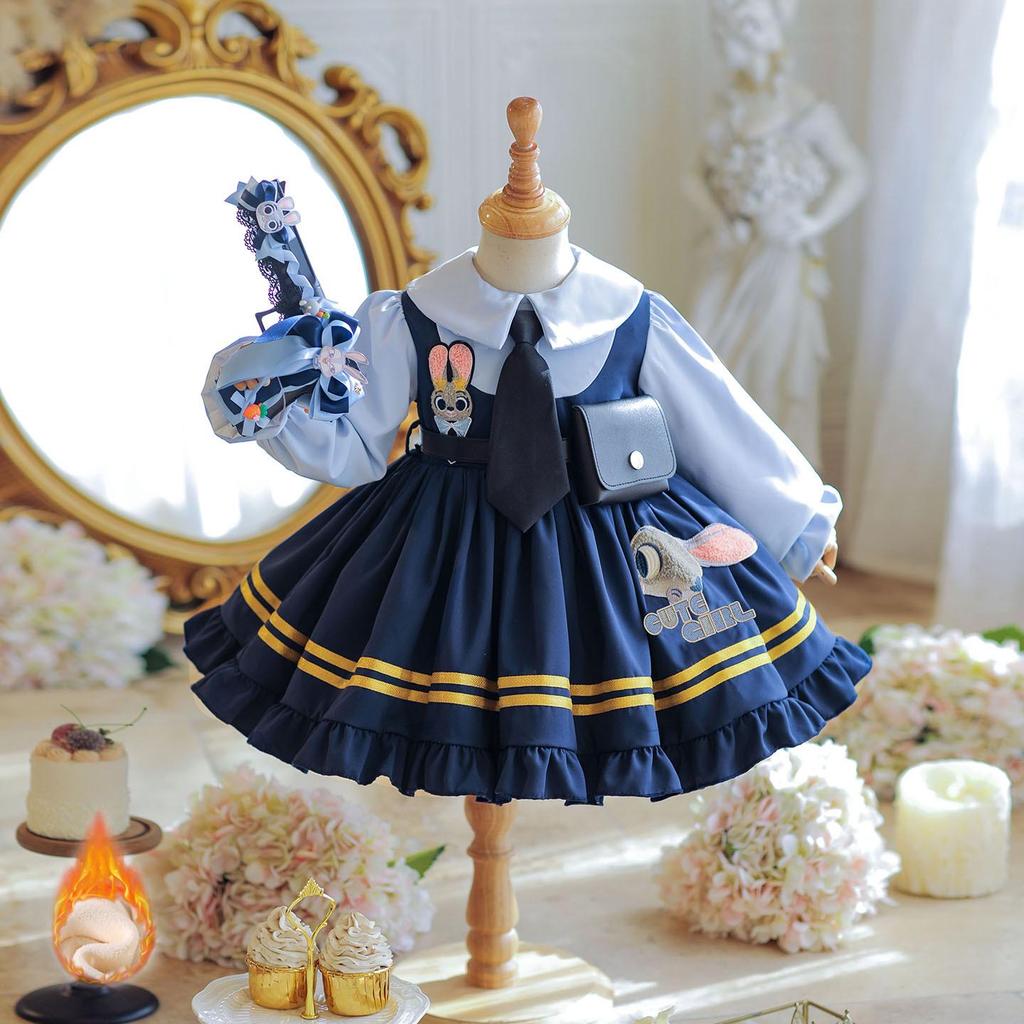 2025 Girls' Long Sleeve Rabbit Police Officer Lolita Princess Dress