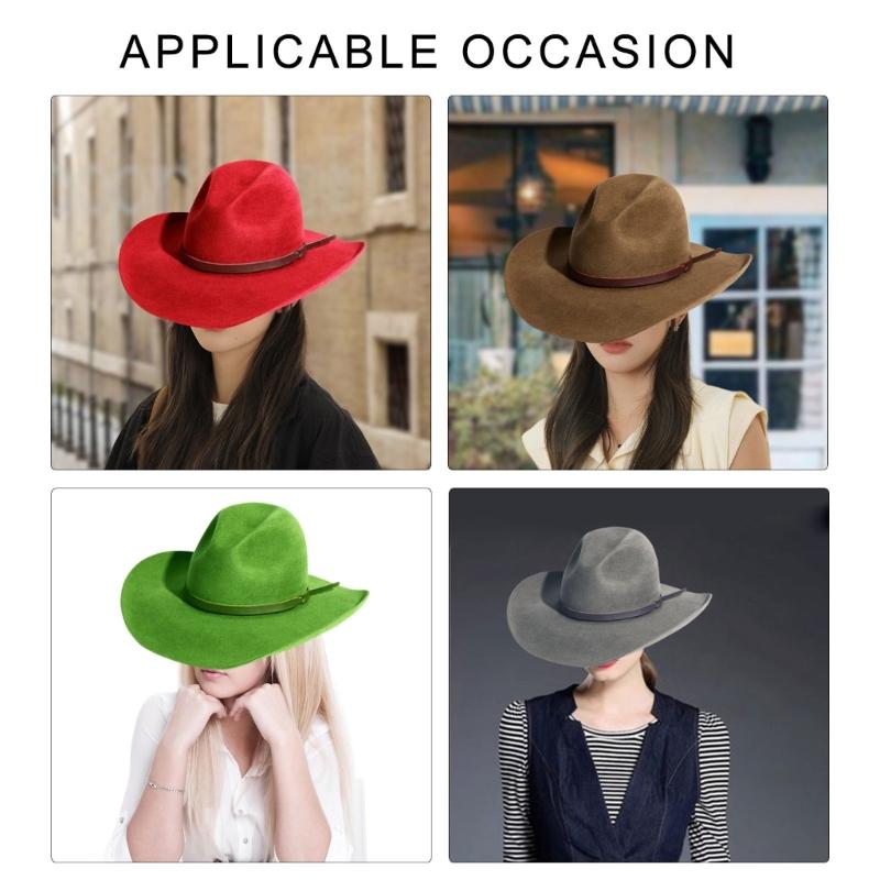 Wool Homburg Cowboy Hats Exotic Hat for Women Men Photo Props Western for Men Women Unisex Wear Headwear