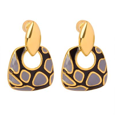 Brincos geométricos temperamento coreano femininos peso colorido esmalte leopardo estampa bolsa brincos design sênior cobre banhado a ouro 18k