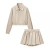 Streetwear Fashion Set With Zipper Jacket And Long Skirt For Women