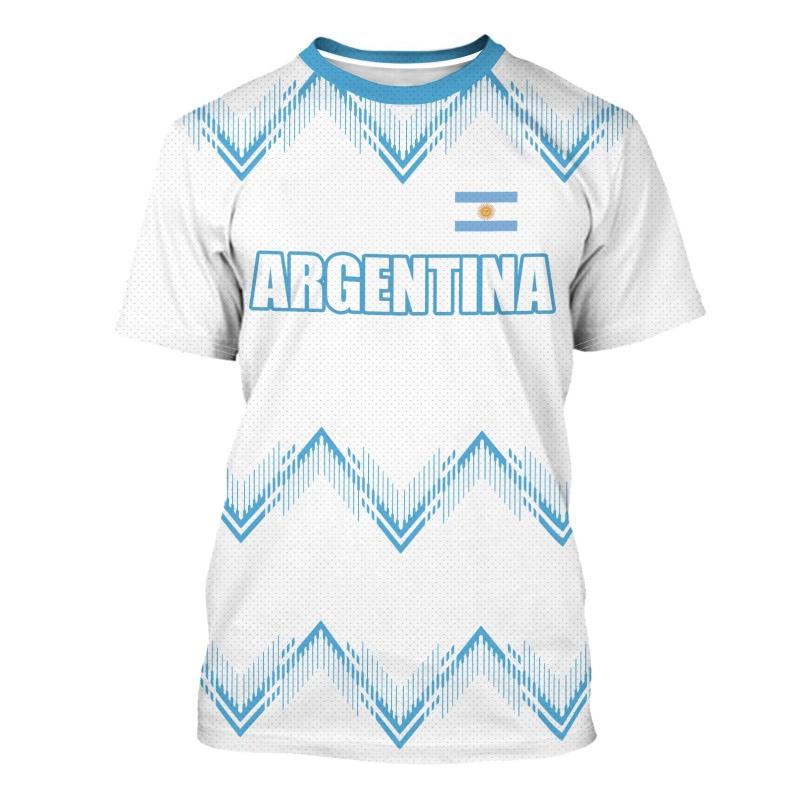 Maglietta Uomo Stampa 3D Bandiera Squadre Nazionali di Calcio Argentine 3 Stelle Sole di Maggio Stile Maglie Sportive Patriottiche Manica Corta