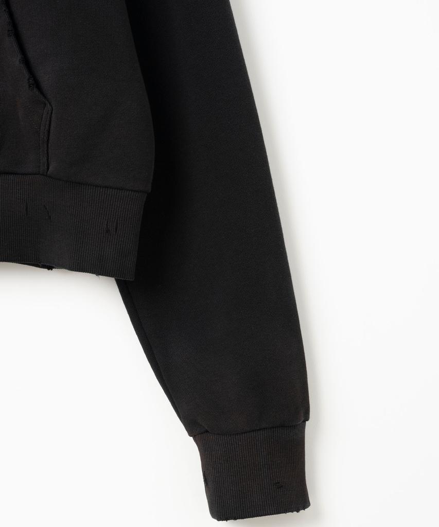 Millo Archive Damaged Short Zip-Up Hoodie [Black]
