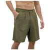 Men Linen Blend Casual Beach Shorts Classic Summer Shorts with Button and Elastic Waistband Relaxed Fit Pockets