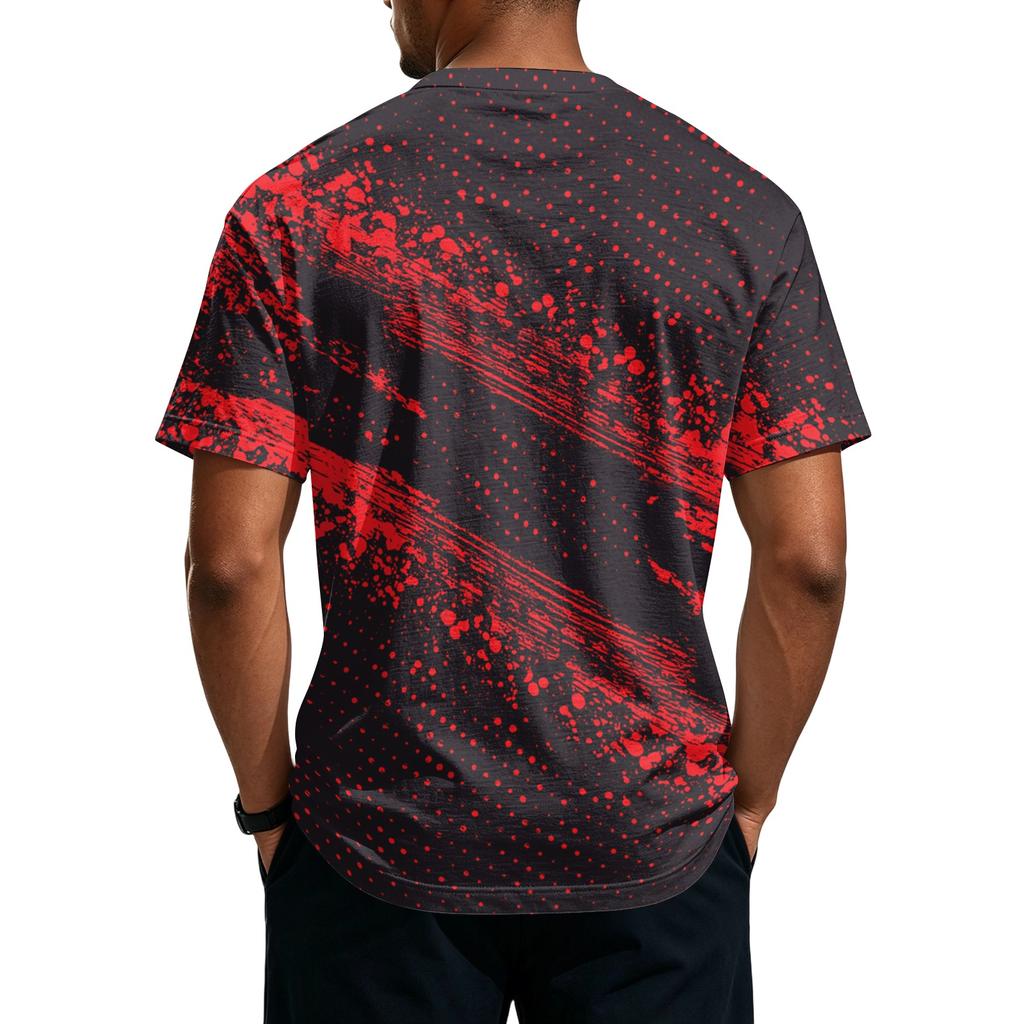 Men's Casual Lightweight Breathable Button Down Short Sleeve Shirt with Halloween Print