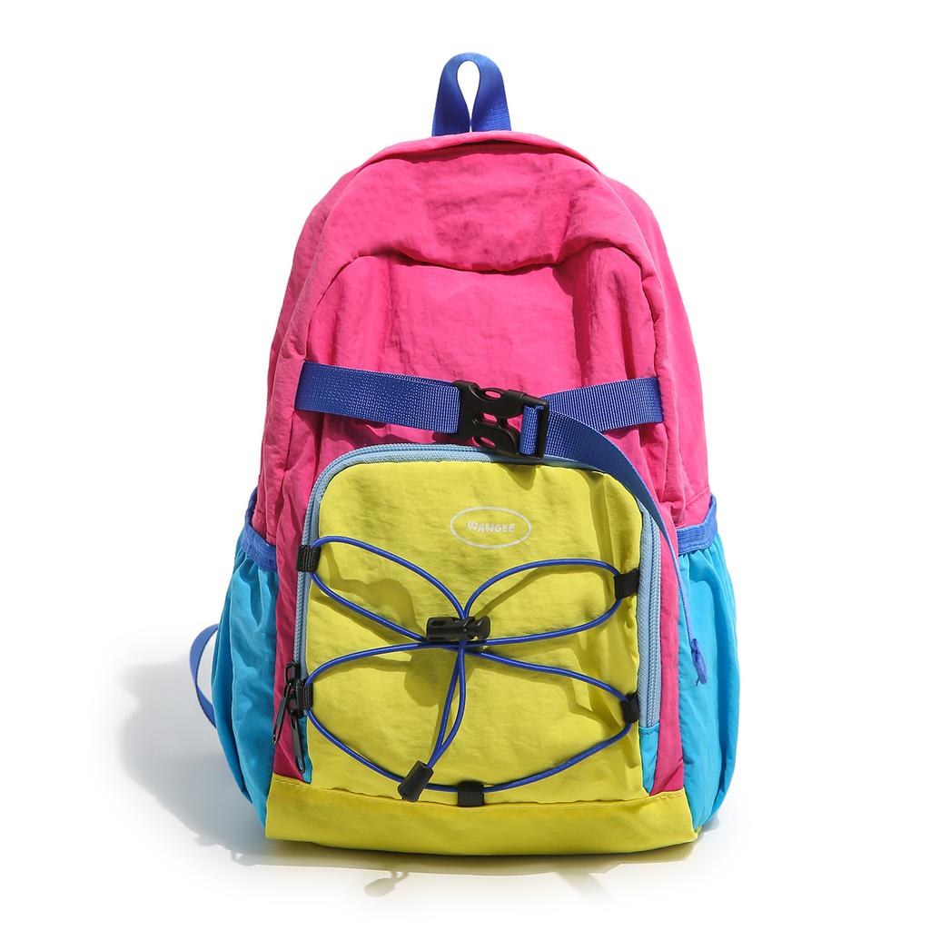 Schoolbag New dopamine mountaineering bag Outdoor sports contrasting color backpack Women's light cycling sports bag Mountain climbing travel bag