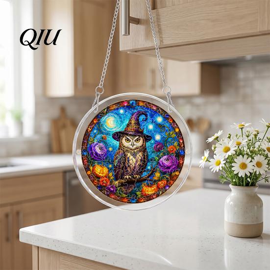 Halloween Party Decor Acrylic Puzzle Suncatcher, 7.87 Inch Sun Catcher Window Suncatcher Hanging Ornament, Ideal for Gifting and Home