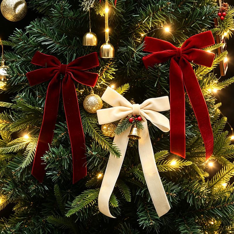 Red Velvet Double Bow Christmas Tree Ornament