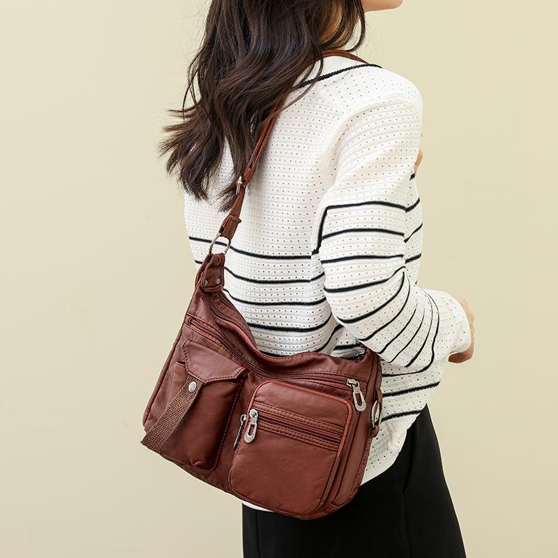Damen Freizeit Crossbody Tasche Leder Umhängetaschen Damen Mehrzweck Messenger Tasche Sac Courses Große Kapazität Schülertaschen