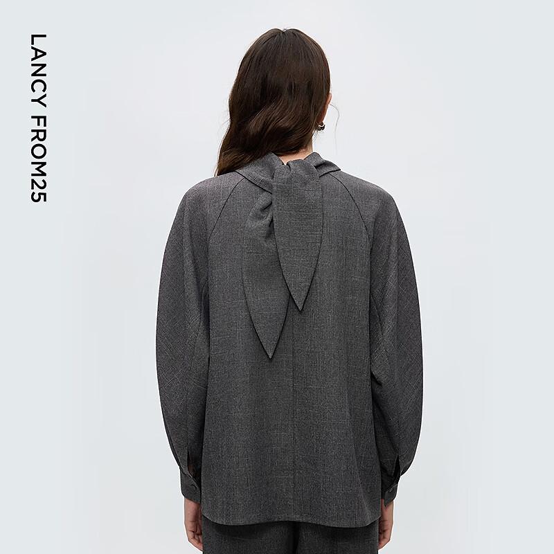 LANGZI Rabbit Ear Back-Tie Stand Collar Blouse