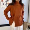 Women Sweater Autumn Plus Size Sweater Half High Collar Knitted Bottoming Shirt Loose Open Button Solid Color Top Pullover Sweater Female
