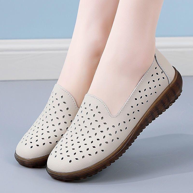 

Настоящая мягкая кожа полые женские туфли подошва из говяжьей жилы одинарные туфли женские дышащие ленивые туфли с отверстиями беременные женщины туфли-педали 40