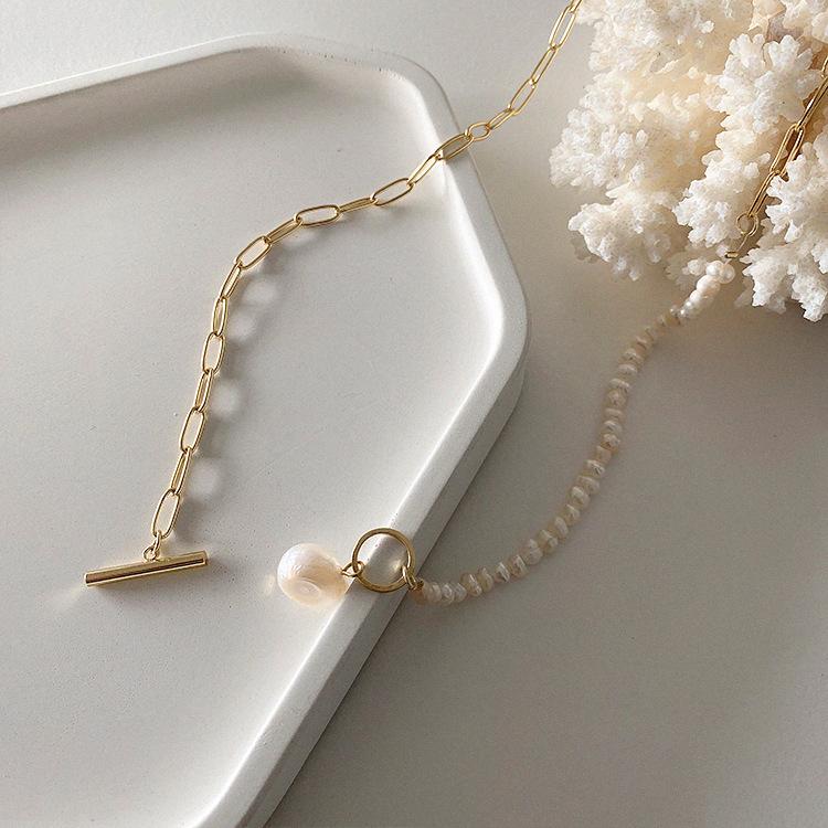 100% Natural Baroque Freshwater Pearl 14K Gold Filled Female Asymmetry Chains Necklace For Women Valentine's Day Gifts