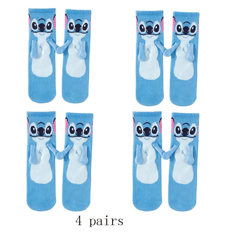 Stitch Magnet Hand In Hand Sock Cartoon Fun Fashion Soft Comfortable Creative Adults Children Christmas Stocking Toy Gift