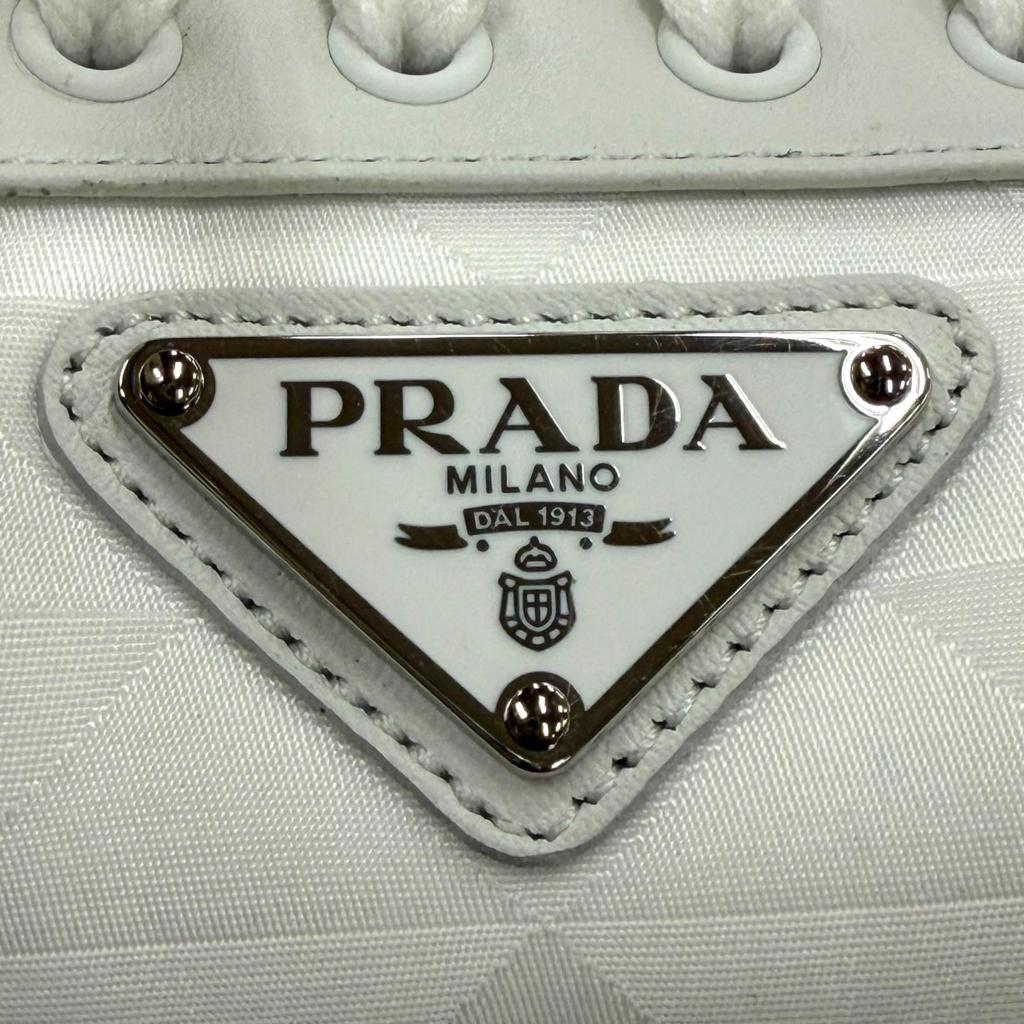 Excellent PRADA Low Cut Sneakers White Nylon Mens 7.5 2EE376 Used