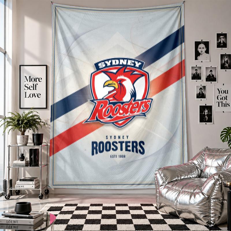 Tapisserie murale Sydney Roosters Décoration d'intérieur Tissu à suspendre au mur pour chambre à coucher Salon Arrière-plan