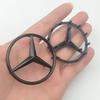 JTU2   For Mercedes Benz 52mm 58mm ABS Chrome Black Star Logo Mercedes Steering Wheel Logo Sticker For Mercedes Benz C E S Class W204 E