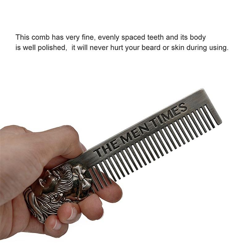 Gentelman Barber Styling Metal Comb Stainless Steel Men Beard Comb Mustache Care Shaping Tools Pocket Size Silver Hair Comb