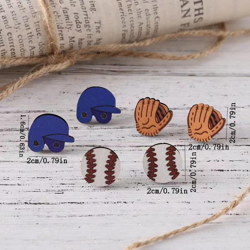 For baseball, baseball cap, gloves, earrings, earrings, sports style, acrylic material, small and exquisite, daily leisure hundred