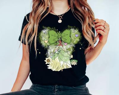 T-shirt Princesse Tiana Sweat-shirt Royaume Magique T-shirt Château de Princesse T-shirt Noir Princesse et la Grenouille Tiana T-shirt Oreilles Mini
