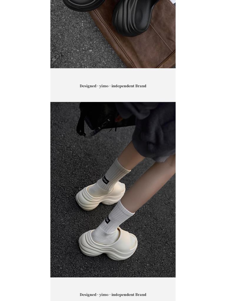 Damen Höhenverstärkende Dicksohlige Outdoor-Slipper - Sommer Strand EVA Pantoletten (8 cm)