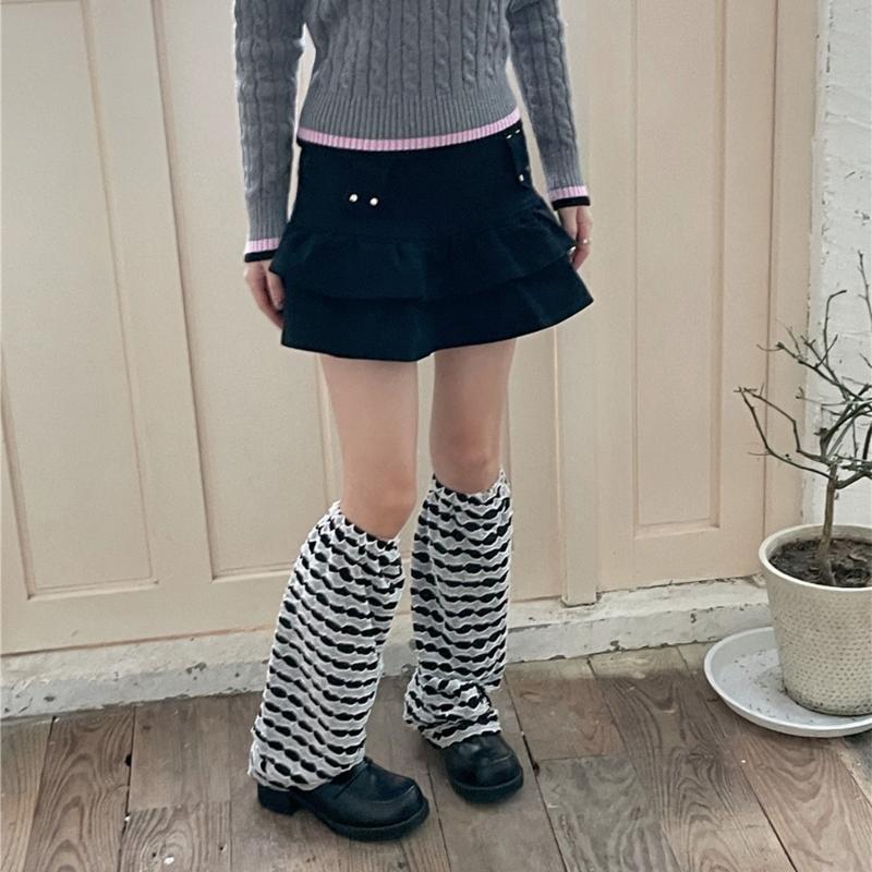 Campus Style Leg Warmers Gothic Ruffle Long Socks Leggings Gaiters Autumn Winter Flare Cuffs Ankle Heaps Socks