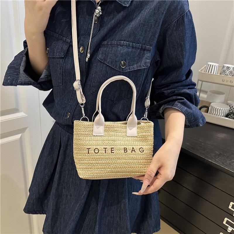 Sommer beliebte Strohhandtasche Damen neue Mode Buchstaben gewebte Tragetasche Strandurlaub Strandtasche