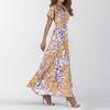 Women's Summer Casual Fashion Print Dresses V-Neck Short Sleeve Dresses