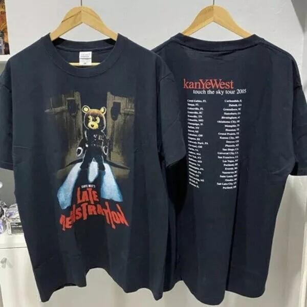 Канье Уэст Late Registration 2005 2-сторонняя черная унисекс футболка Перепечатка S-5XL Унисекс футболка XXL