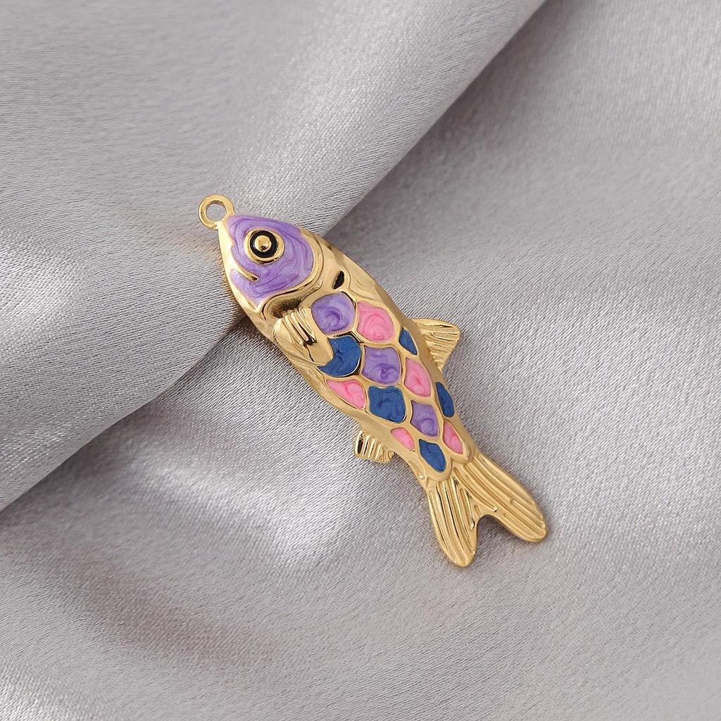 Bunter Tropfenöl Fisch Anhänger: Edelstahlanhänger für DIY-Halskette & Armband