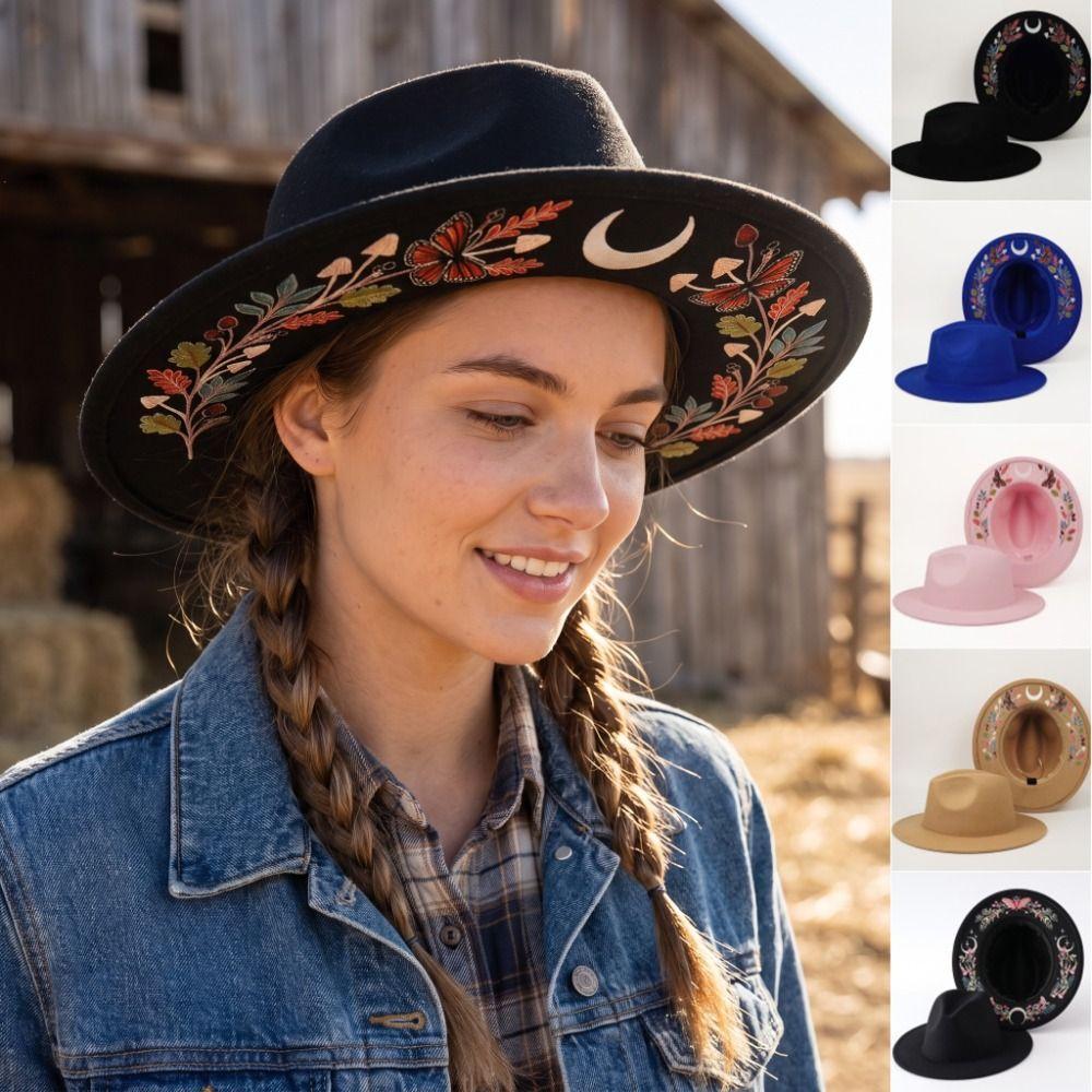 Dress Up Ethnic Style Fedora Hat Butterfly Western Cowboy Jazz Hat Top Hat Stage Performance