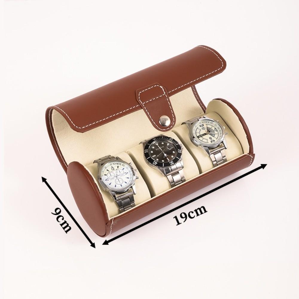 3 Grids Cylinder Watch Storage Box Removable Pillows Watch Organizer Watch Display Case Travel