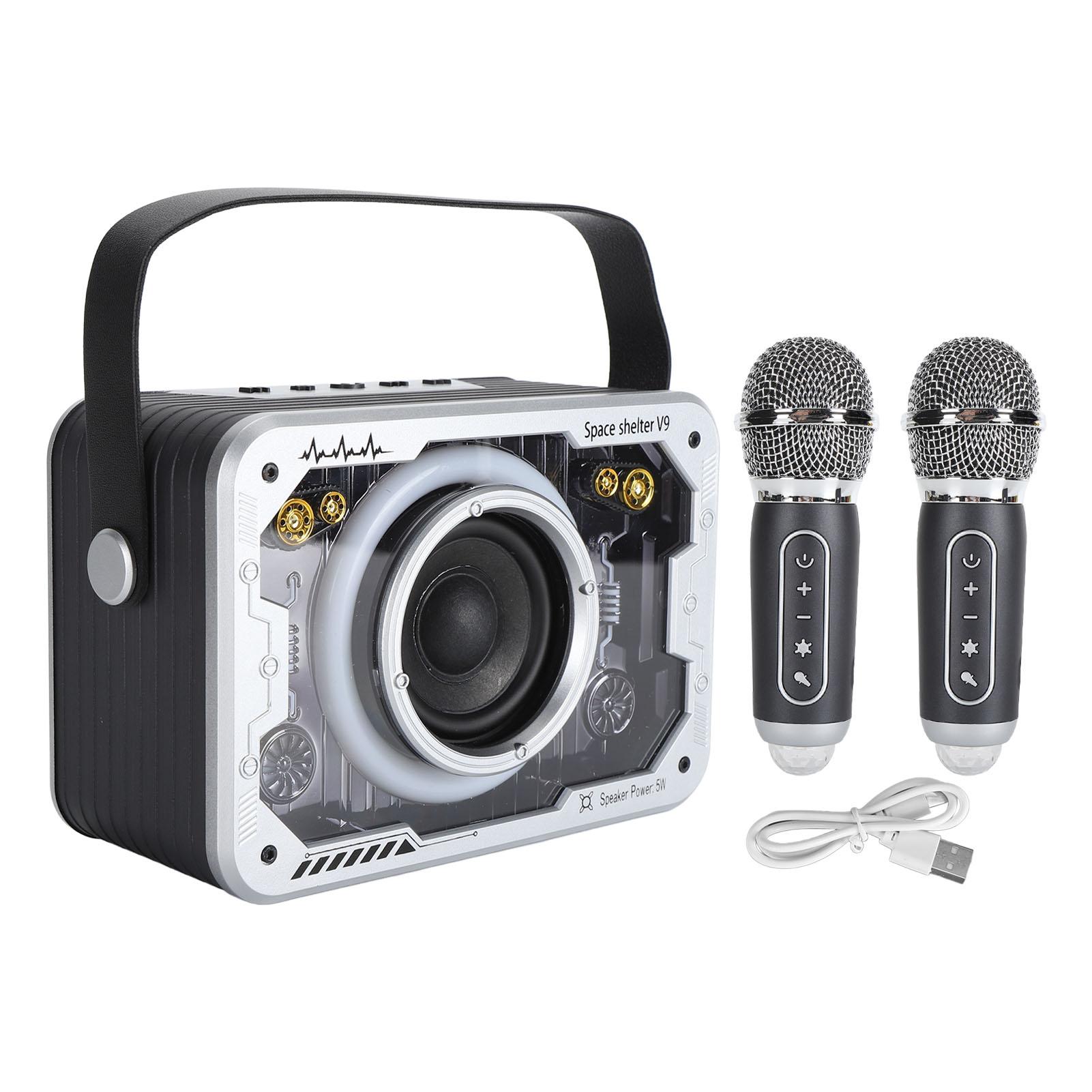 

Детский караоке-аппарат All In One беспроводной мини портативный Bluetooth-динамик с микрофоном черный серебряный