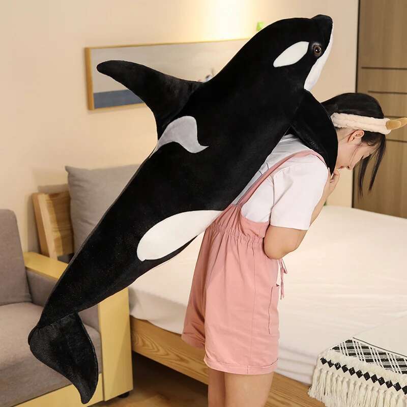 50/75cm Lebensechte Schwertwal Plüschtiere Gefüllte Orcinus Orca Fischpuppe Hai Cartoon Weiches Schlafkissen Kinder Mädchen Geschenk