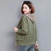 Women's Corduroy Jacket Spring Autumn Loose Mom Korean Version Hooded Short Thin Coat Large Size Casual Style