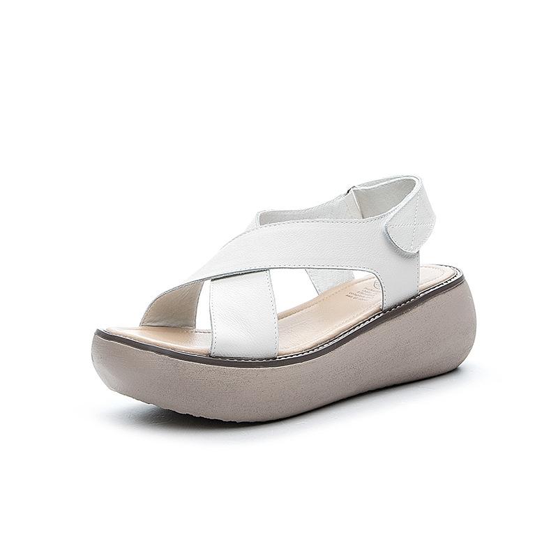 Fashion GKTINOO Fashion Handmade Women Sandals 2025 Summer Shoes Genuine Leather Wedges Sandals Female Hook & Loop Platform Sandals