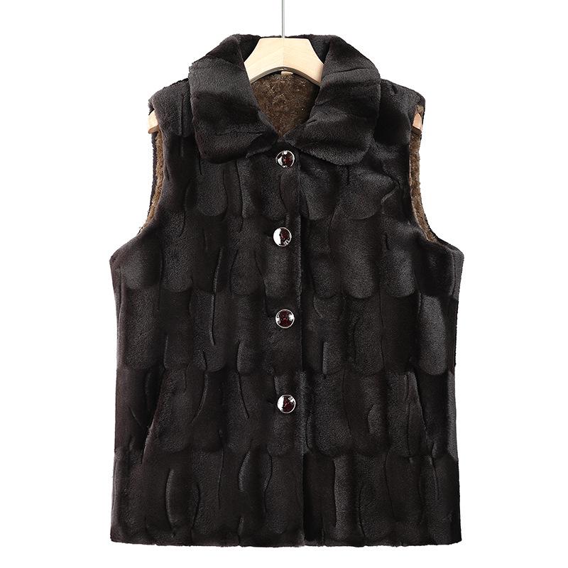 Women's Plus Velvet Faux Mink Fur Vest - Warm, Thickened Cape for Middle-Aged and Elderly Moms