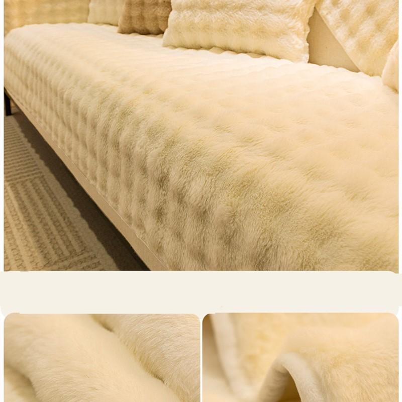 Solid Color Plush Sofa Covers Non Slip Thicken Soft Mat Winter Warm Washable Couch Living Room Towel Slipcovers